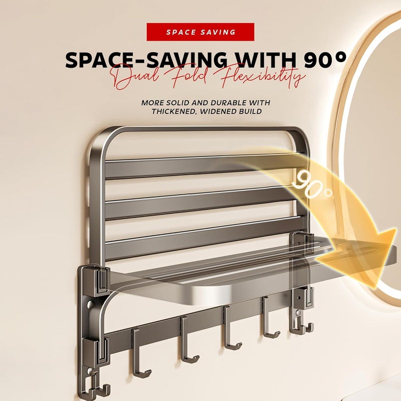 MIORAH Self Adhesive Towel Rack | 60 CM Wall Mounted Towel Holder & Hanger for Bathroom | Heavy Load, Rust-Resistant, No-Drill Installation - Image 5