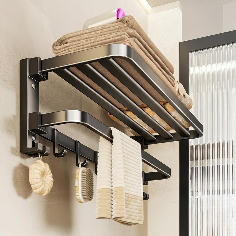 MIORAH Self Adhesive Towel Rack | 60 CM Wall Mounted Towel Holder & Hanger for Bathroom | Heavy Load, Rust-Resistant, No-Drill Installation - Image 1