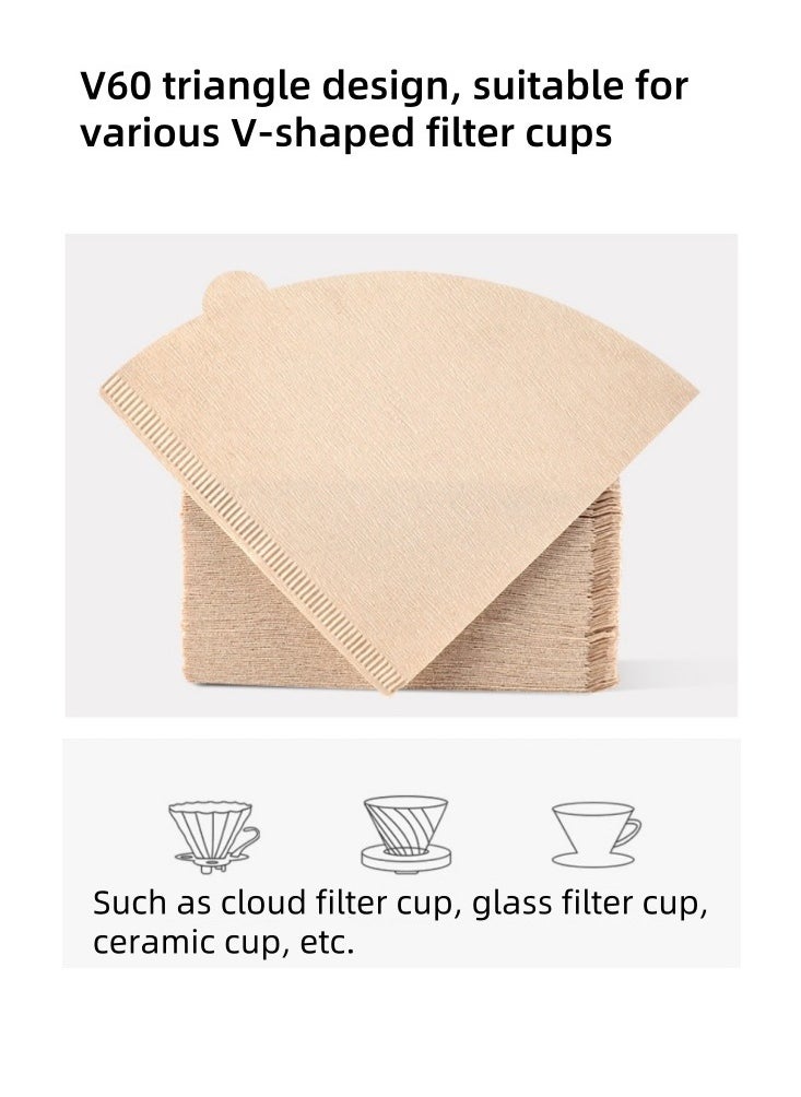 YQINU Coffee Filter Paper V02 Unbleached Cone Filters 100 PCS Disposable Natural Paper Filters 2-4 Cup Suitable For Pour Over and Drip Coffee Maker  - Image 3
