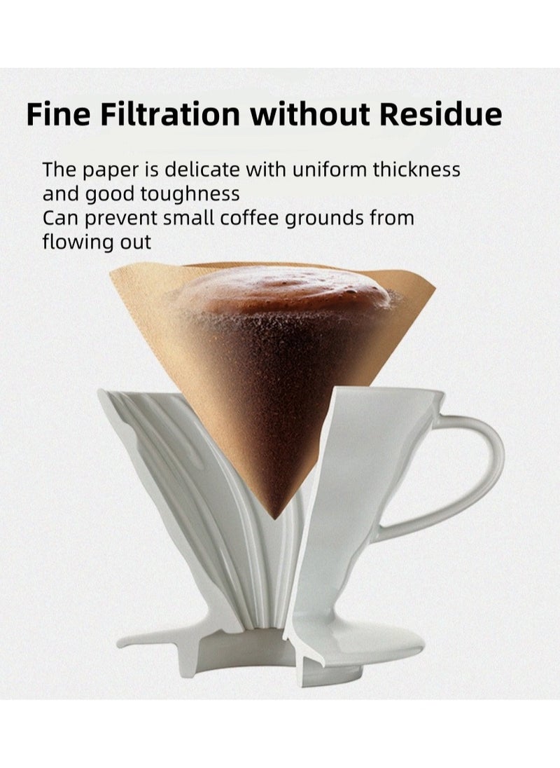 YQINU Coffee Filter Paper V02 Unbleached Cone Filters 100 PCS Disposable Natural Paper Filters 2-4 Cup Suitable For Pour Over and Drip Coffee Maker  - Image 5