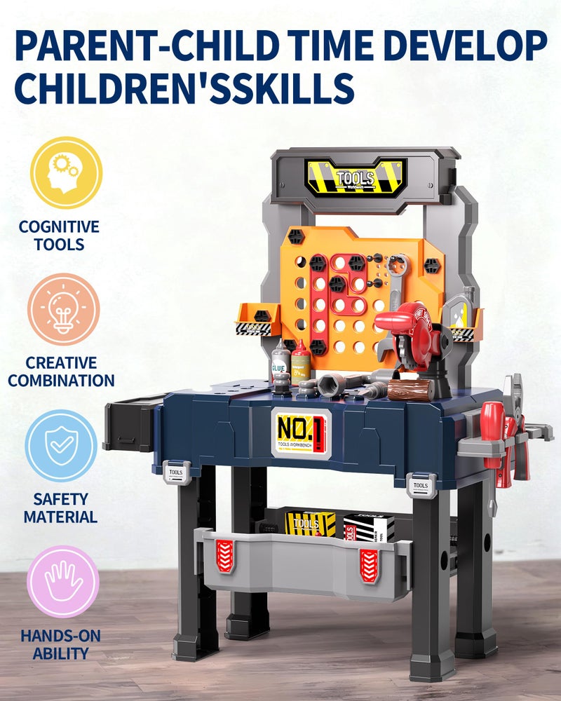 Deejoy Kids Tool Bench with Realistic and Electric Drill, Construction Workbench Toys for Toddlers 3-5, Toddler Bench Set for Boys & Girls Age 3-4 - Image 4
