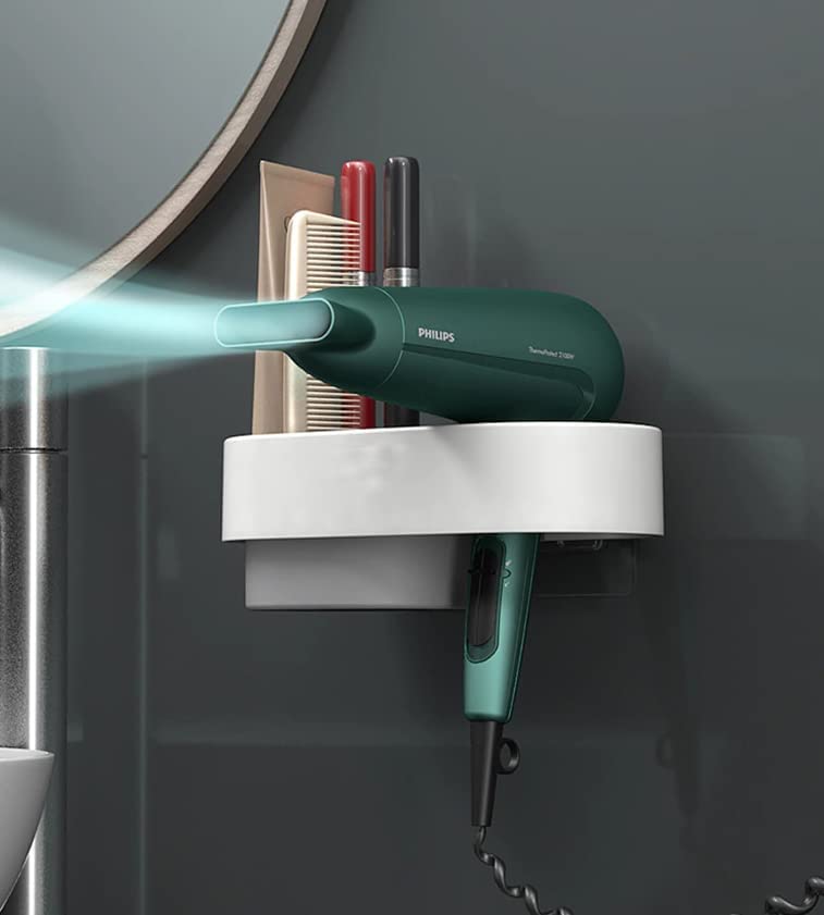 TGOPIT Hair Dryer Rack Comb Holder Bathroom Storage Organizer Self Adhesive Wall Mounted Stand for Shampoo Straightener Storage Organizers - Image 1