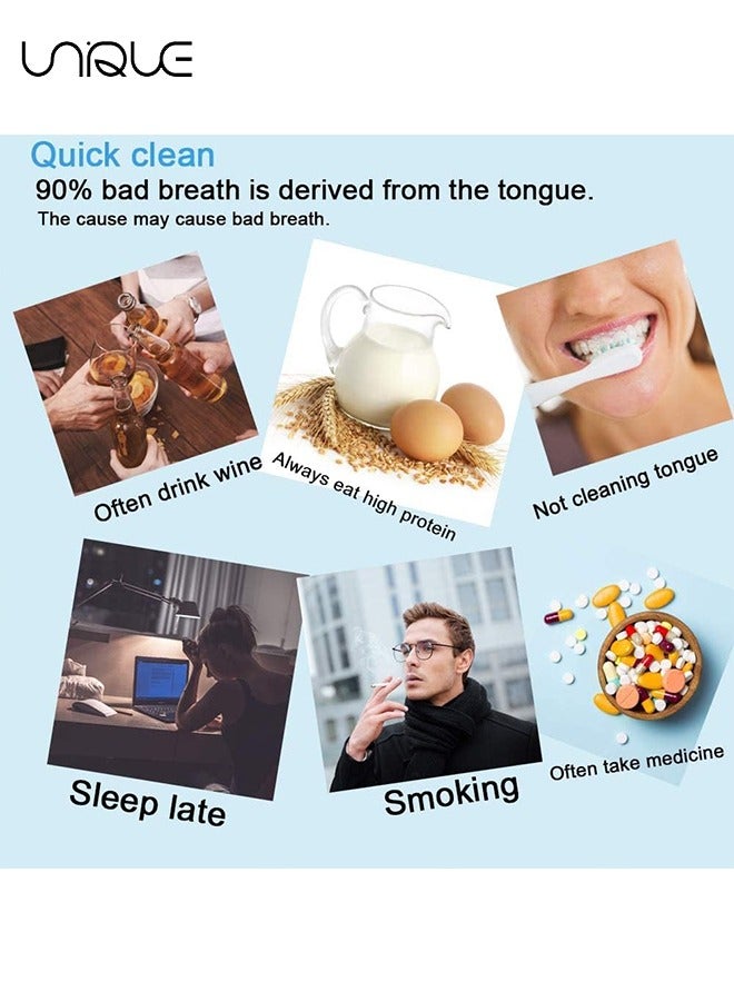 يونيك 2 قطعة منظف مكشطة اللسان مجموعة فرش معدنية ، رعاية ذاتية عن طريق الفم ، لأسنان نفسا منعشة تقضي على رائحة الفم الكريهة في ثوان - منظف مكشطة اللسان للبالغين والأطفال - Image 4