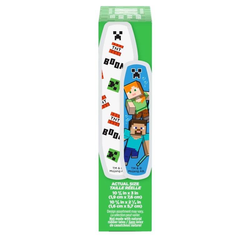 BAND-AID Brand Adhesive Children's Bandages for Minor Cuts & Scrapes, Wound Care Featuring Minecraft Designs, Fun Bandages for Kids and Toddlers, Assorted Sizes, 20 ct - Image 2