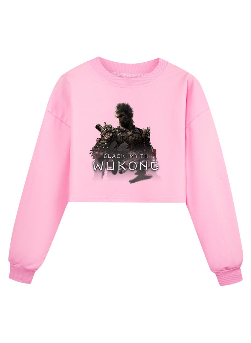 MQD Black Myth Wukong Girl Half Waist Loose Hoodie 
