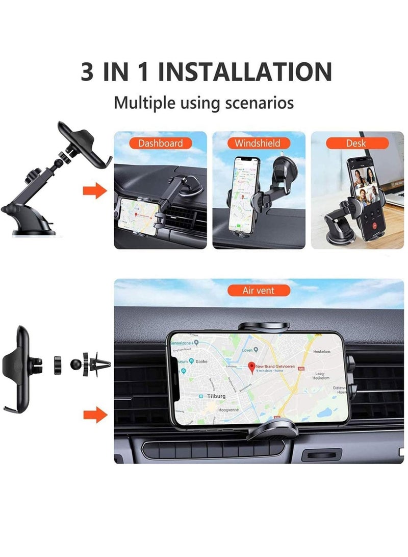 ELTRAZONE Universal Cell Phone Holder for Car Phone Mount Car Phone Holder Dashboard Windshield Air Vent Long Arm Strong Suction Cell Phone Car Mount Fit for iPhone 11 12 Pro Samsung All Phones - Image 3