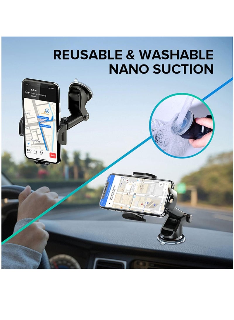 ELTRAZONE Universal Cell Phone Holder for Car Phone Mount Car Phone Holder Dashboard Windshield Air Vent Long Arm Strong Suction Cell Phone Car Mount Fit for iPhone 11 12 Pro Samsung All Phones - Image 4