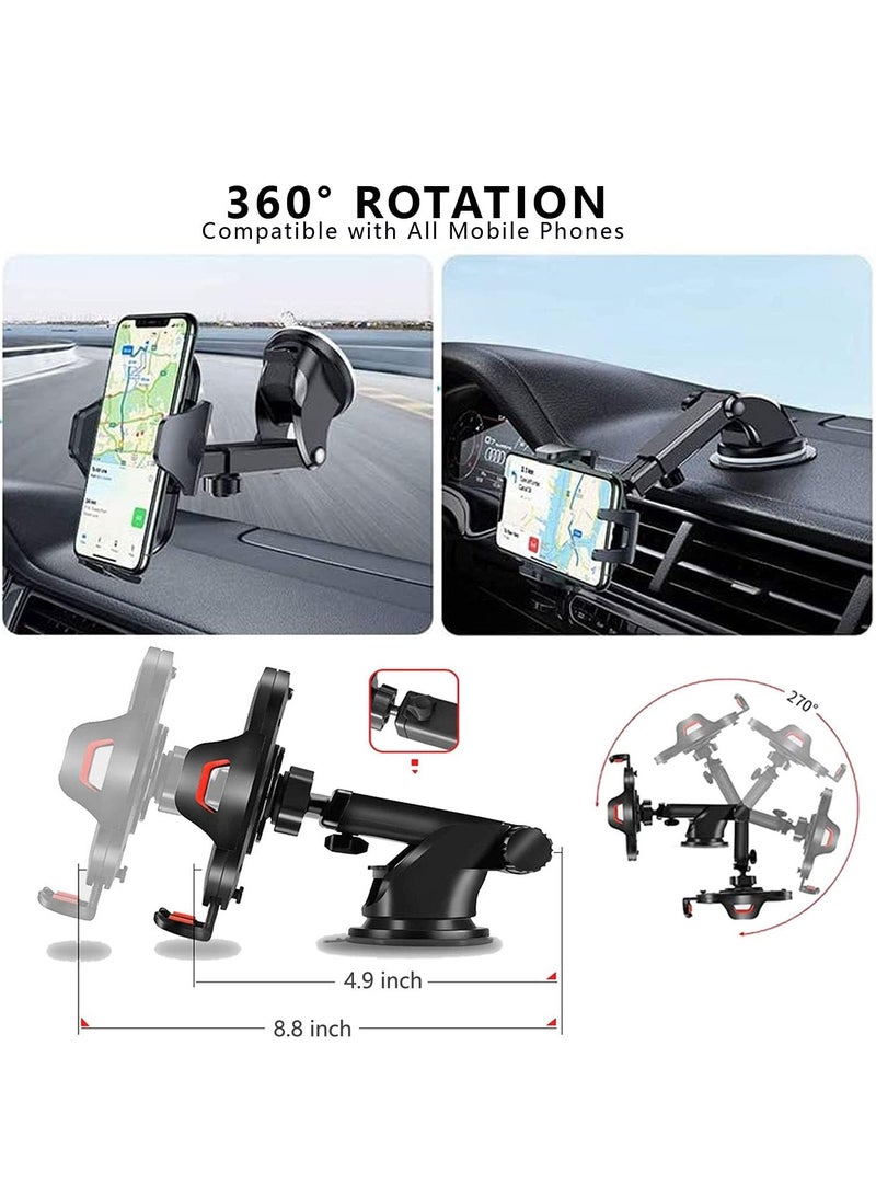 ELTRAZONE Universal Cell Phone Holder for Car Phone Mount Car Phone Holder Dashboard Windshield Air Vent Long Arm Strong Suction Cell Phone Car Mount Fit for iPhone 11 12 Pro Samsung All Phones - Image 5