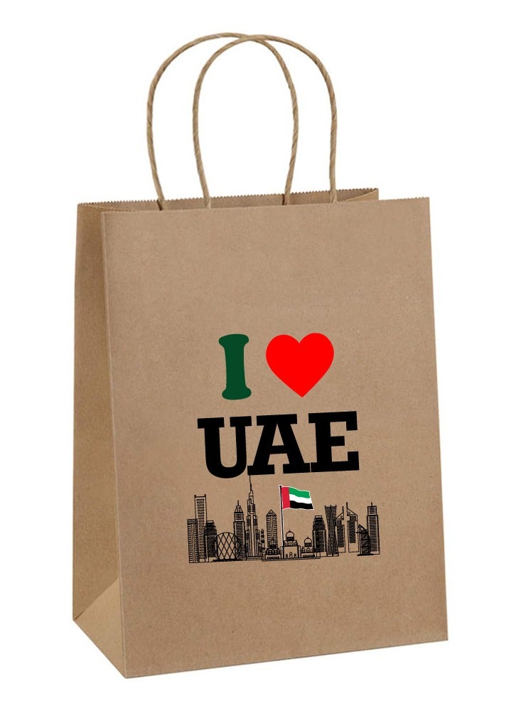 الاحتفال باليوم الوطني لدولة الإمارات العربية المتحدة 12 قطعة من أكياس كرافت مع مقابض أكياس الهدايا السائبة للأكياس الورقية البنية الكبيرة المعاد تدويرها  - Image 1