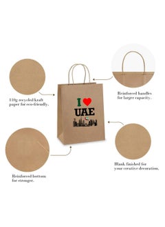 Generic UAE National Day Celebration 12 Pcs Of Kraft Bag With Handles Bulk Gift Bags For Recycled Large Brown Paper Bags  - Image 2