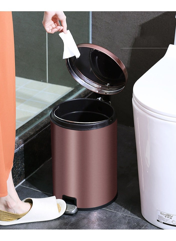 CityRiya-Long Trash Can Stainless Steel Kitchen Step Trash Can 8L Kitchen Waste Bin Garbage Can Step Pedal Bathroom Trash Can with Foot Pedal Slim Wastebasket Trash Bin for Toilet, Office, Bedroom, Bathroom  - Image 1