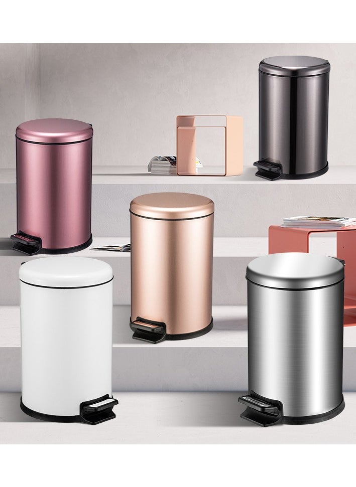 CityRiya-Long Trash Can Stainless Steel Kitchen Step Trash Can 8L Kitchen Waste Bin Garbage Can Step Pedal Bathroom Trash Can with Foot Pedal Slim Wastebasket Trash Bin for Toilet, Office, Bedroom, Bathroom  - Image 3