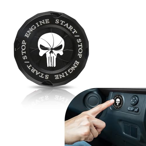 yorpyep Push Start Button Cover Personalized Skull Rotary Type Ignition Switch Hidden Protector RustProof SelfAdhesive Engine OneTouch Start Decorative Cover for Most Cars Trucks Black - Image 1