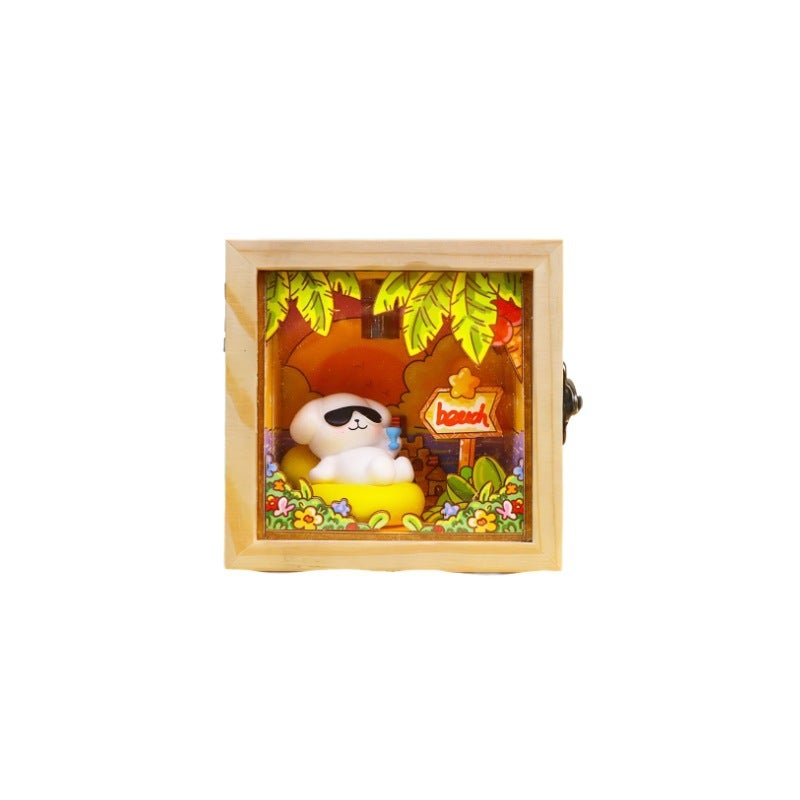 Mini Wooden DIY Cottage Figurine with Cute White Bay Vacation Scene - Image 5