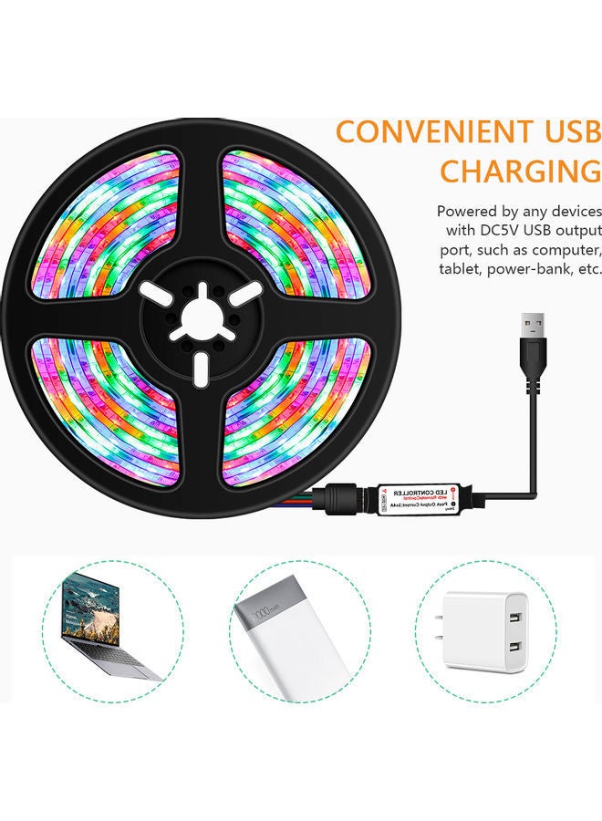 نيبمينينت شريط بإضاءة LED متعددة الألوان RGB مع جهاز تحكم عن بعد بالأشعة تحت الحمراء أبيض 2متر  - Image 4