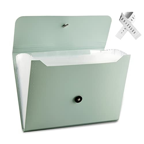 Nicfaec Expanding File Folder File Organizer with 13 Pockets File Organizer Accordion Filing Folder Expandable File Folder for Documents Aesthetic Paper Organizer Folder for Work, School, Office, Macaron - Image 1