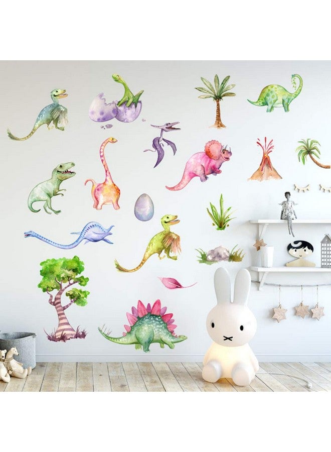 Kiddale Watercolour Dinosaur Wall Decals Peel And Stick Colorful Wall Art Mural For Kids Bedroomnursery Classroom & More - Image 5