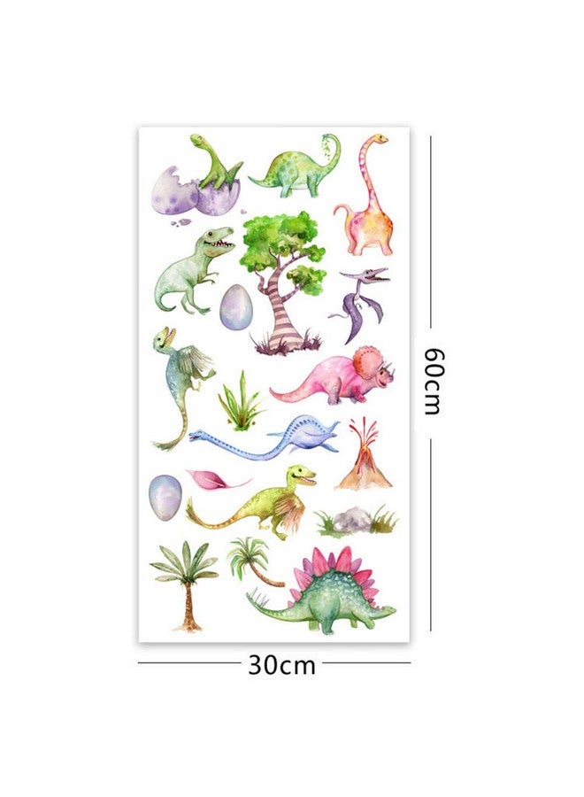 Kiddale Watercolour Dinosaur Wall Decals Peel And Stick Colorful Wall Art Mural For Kids Bedroomnursery Classroom & More - Image 3