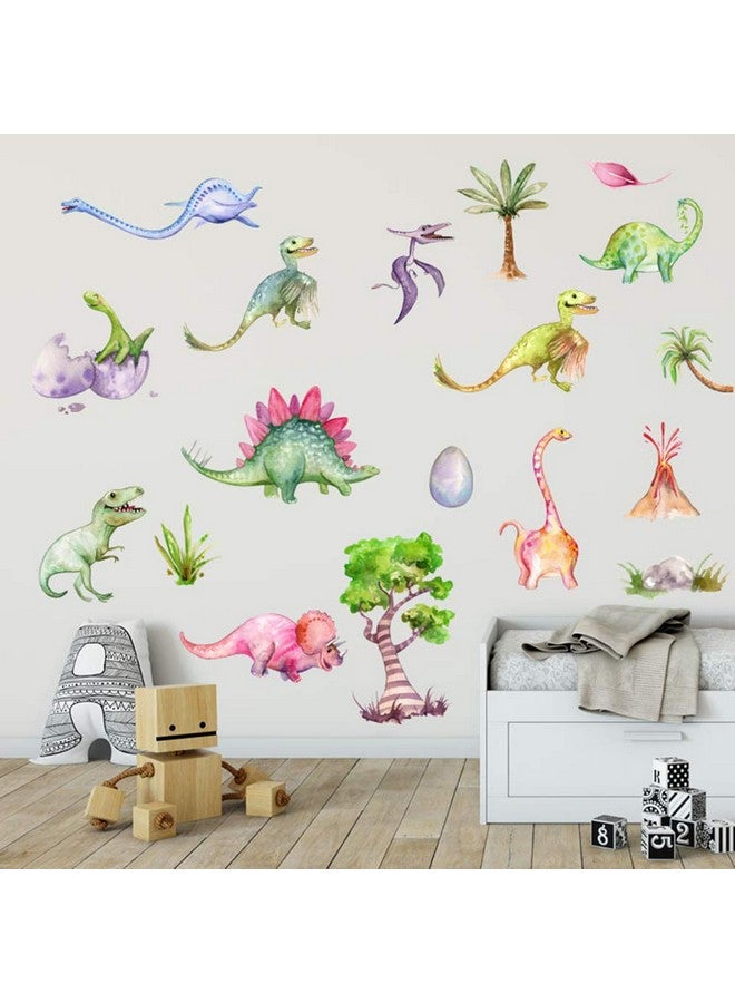 Kiddale Watercolour Dinosaur Wall Decals Peel And Stick Colorful Wall Art Mural For Kids Bedroomnursery Classroom & More - Image 4