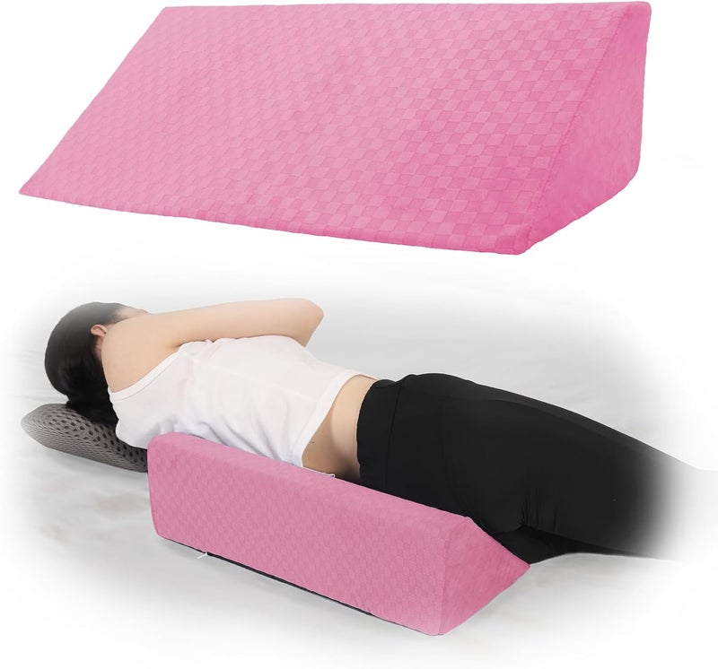 Jacobable Bed Wedge Pillow for Side Sleepers, Body Position Wedges, Side Wedge Pillow for Sleeping Back Positioning Elevation Pillow for Bed Sores Elder and Pregnant Woman (Dark Pink) - Image 1
