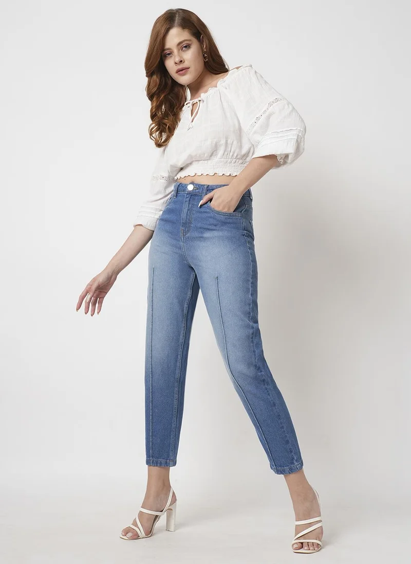 globus Globus Women Boyfriend Fit High-Rise Light Fade Jeans