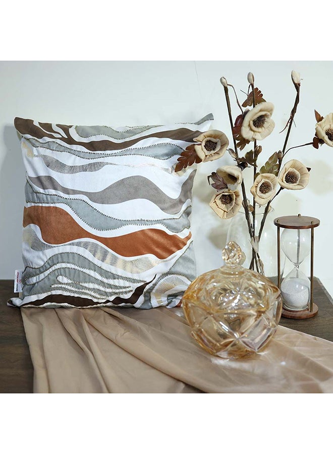DANUBE HOME Danube Home Gleam Velvet Cushion Cover Taupe Grey 45x45cm | Velvet Couch Pillow Cover For Living Room, Bed Room  - Image 1
