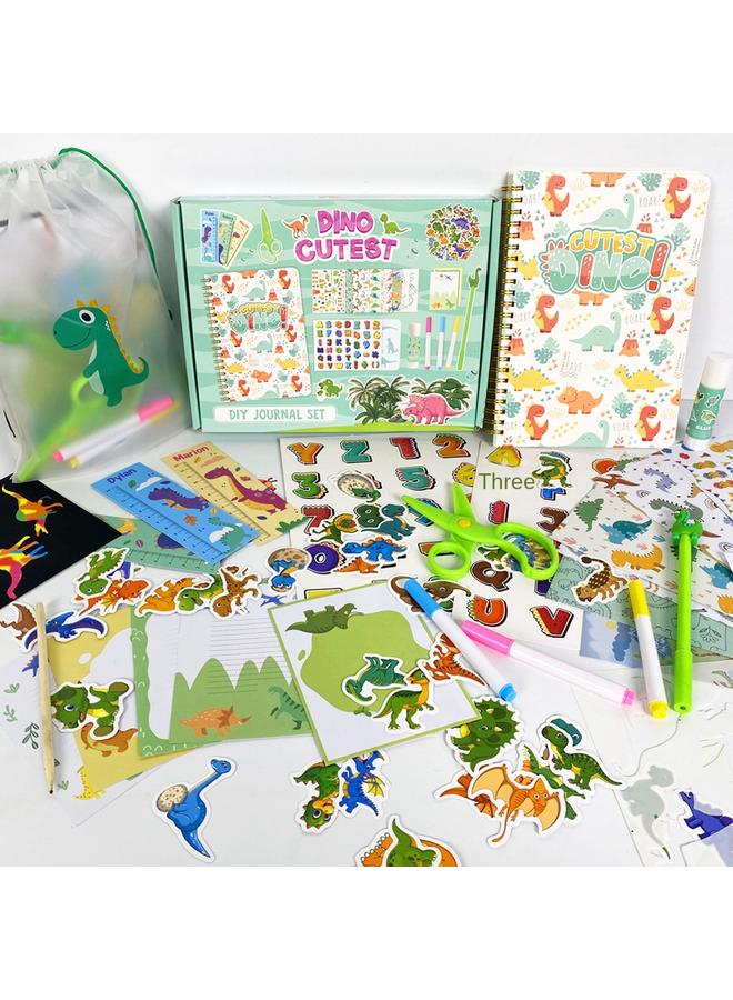 Bluejw DIY JOURNAL SET Cartoon Dinosaur Theme Sticker Children's Diary Scrapbook Hand Ledger Suit - Image 2