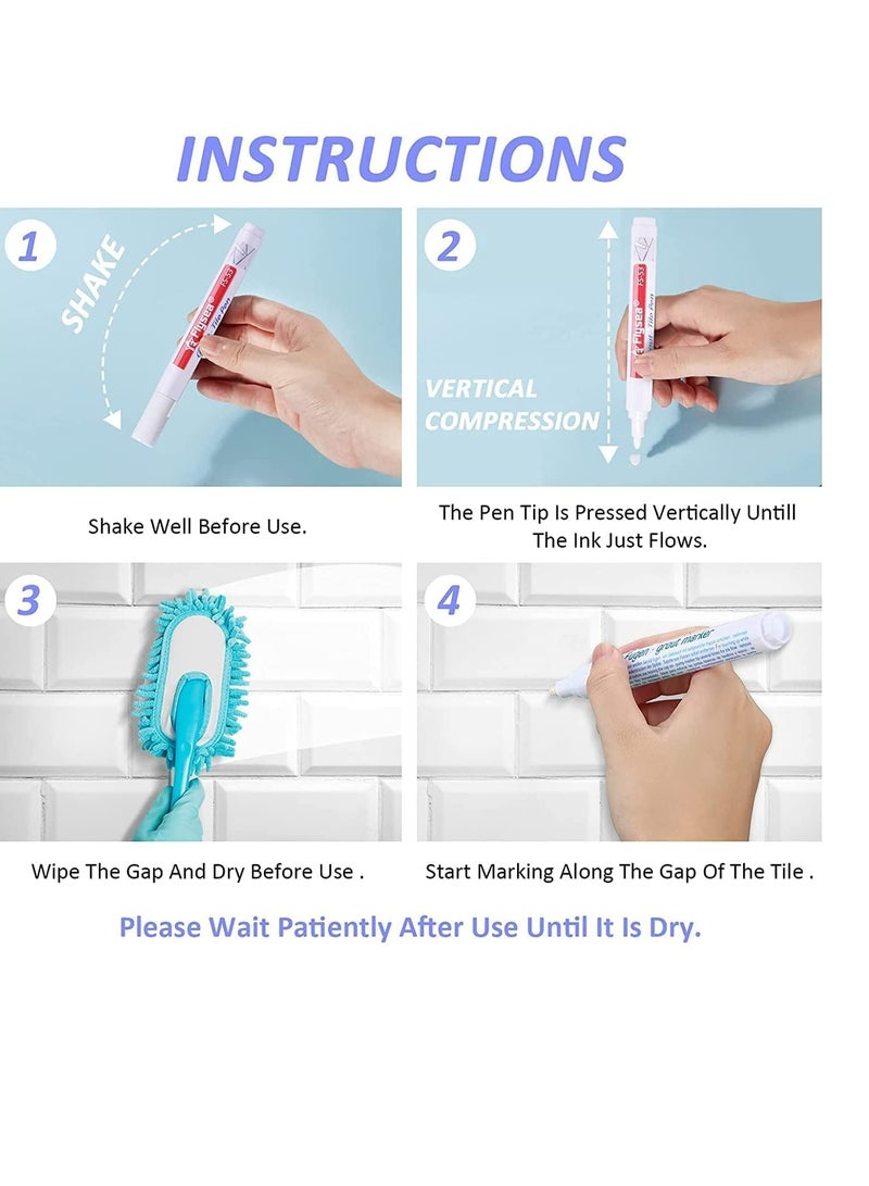 KASTWAVE Black 6 Pieces Tile Pen Wall Grout Restorer Pen Repair Marker Grout Filler Pen for Restoring Tile Grout Wall Floor Bathrooms and Kitchen  - Image 2