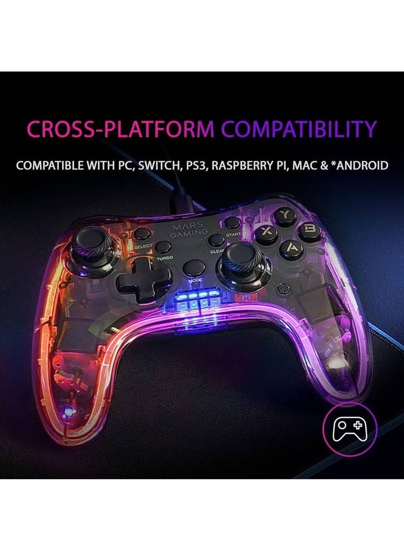 LIXES Professional Neon RGB Wireless Gamepad Dual Haptic Vibration Analogue Joysticks Controller For PC And PS3  - Image 2