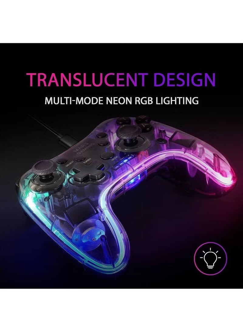 LIXES Professional Neon RGB Wireless Gamepad Dual Haptic Vibration Analogue Joysticks Controller For PC And PS3  - Image 3