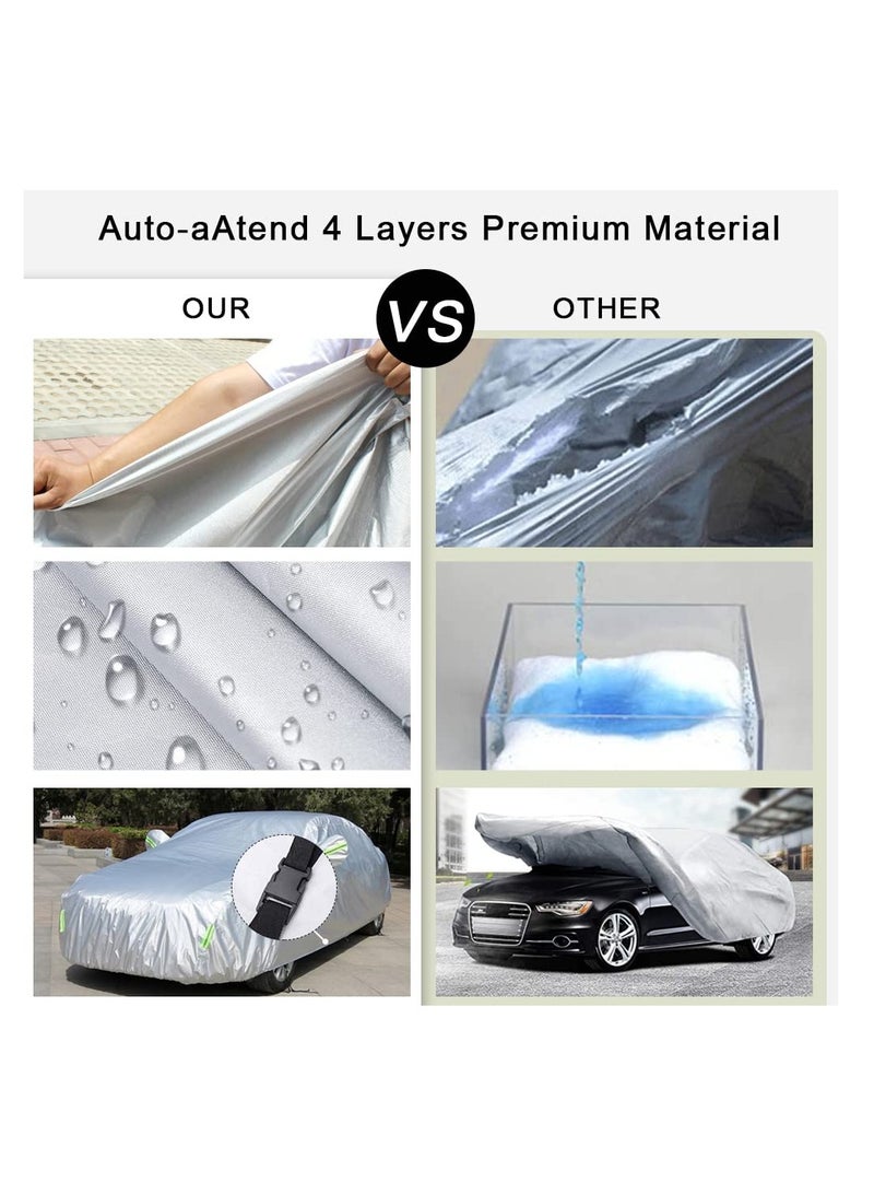 SYOSI Waterproof Car Cover for Jeep Wrangler JK JL 4 Door All Weather Protection Waterproof Sun Rain Dust Wind Snow Protection with Driver Door Zipper (Silver) - Image 3
