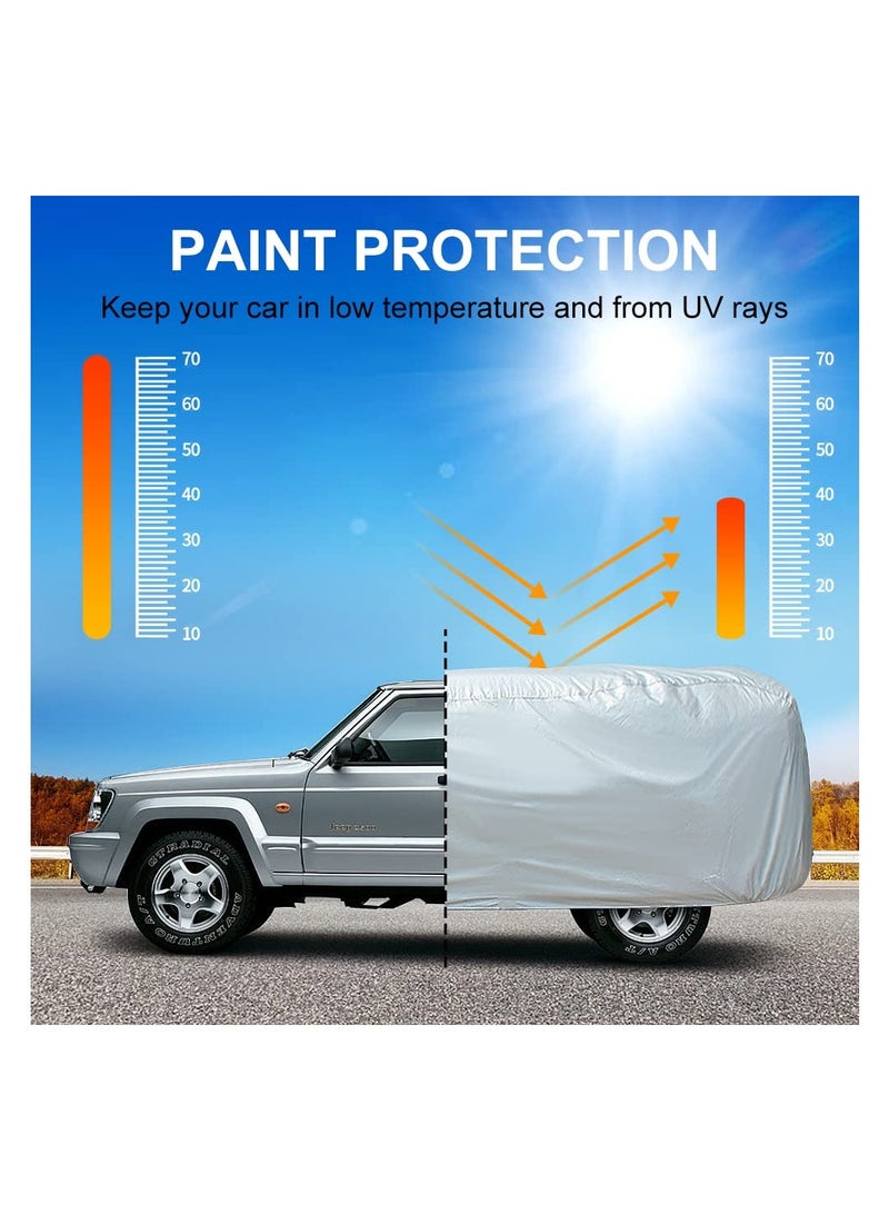 SYOSI Waterproof Car Cover for Jeep Wrangler JK JL 4 Door All Weather Protection Waterproof Sun Rain Dust Wind Snow Protection with Driver Door Zipper (Silver) - Image 4