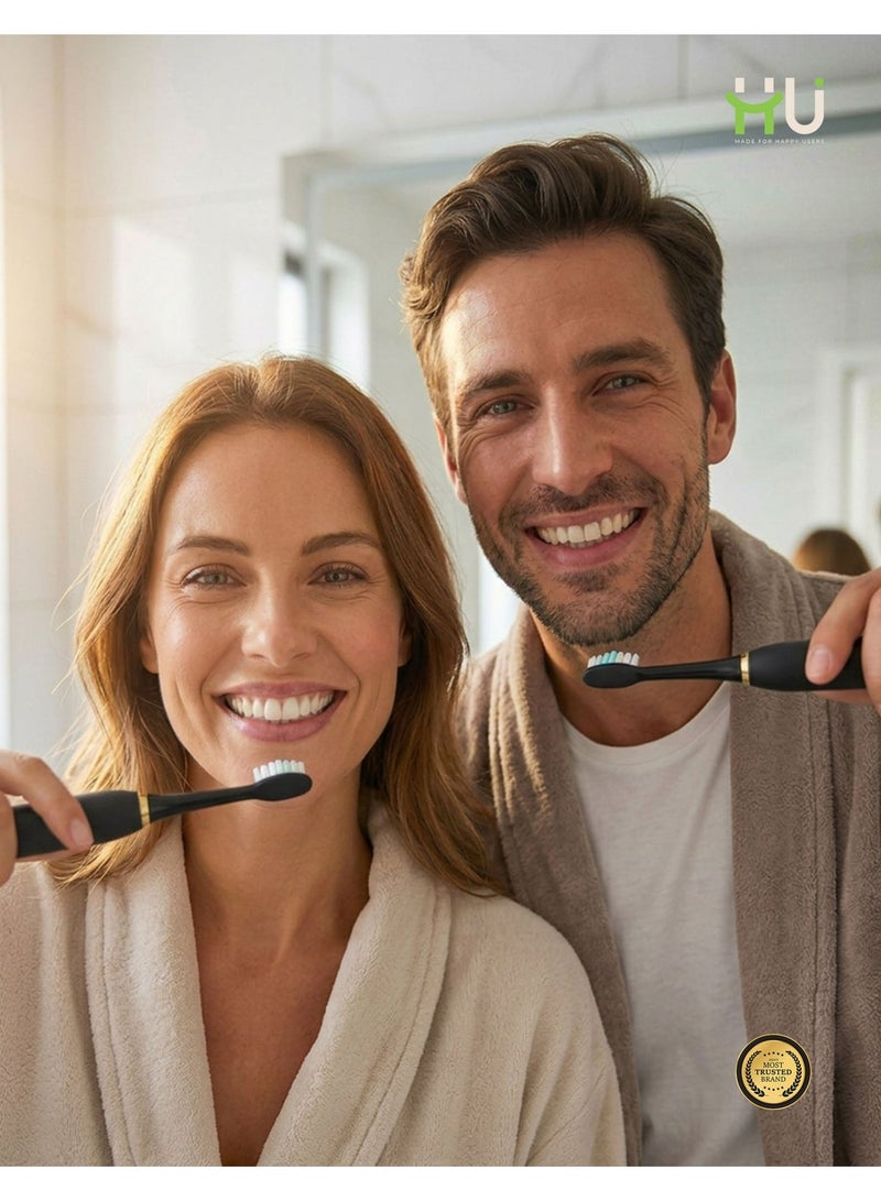 إتش يو فرشاة أسنان كهربائية سونيك مع 6 أوضاع تنظيف – مقاومة للماء IPX7 مع شحن سريع Type-C وبطارية تدوم حتى 30 يوم – أسود - Image 3