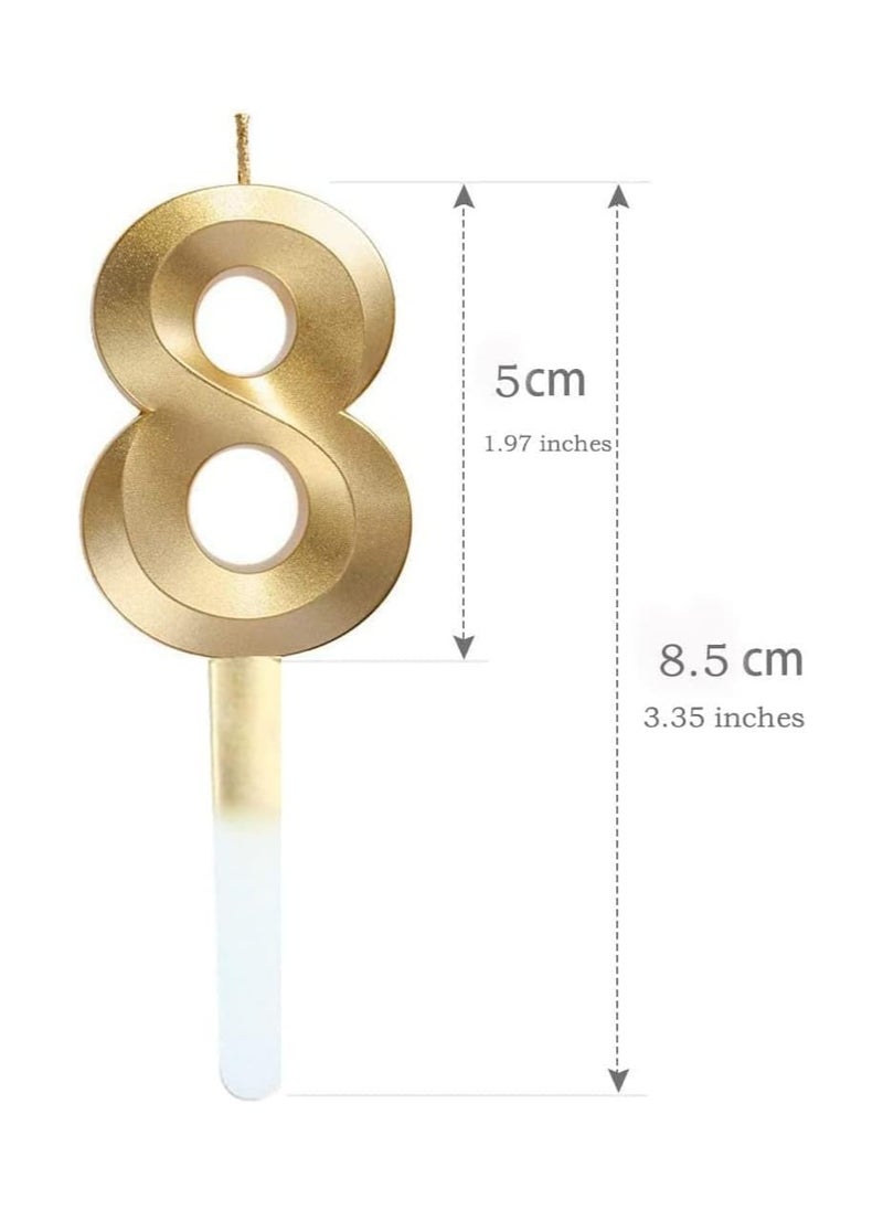 Goldedge GOLDEDGE 3D Shape Birthday Cake Candles Gold Glitter Birthday Candles Decorative Decoration for Birthday Anniversary Wedding Party Graduation Party (8)  - Image 1
