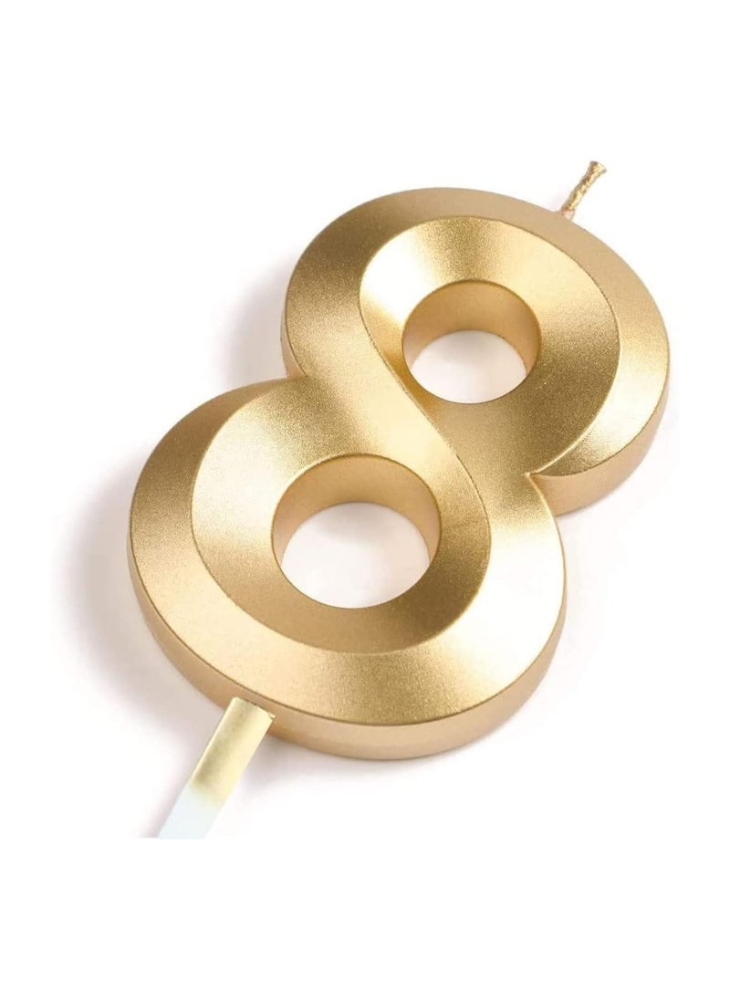 Goldedge GOLDEDGE 3D Shape Birthday Cake Candles Gold Glitter Birthday Candles Decorative Decoration for Birthday Anniversary Wedding Party Graduation Party (8)  - Image 2