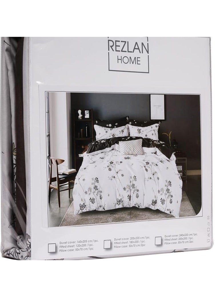 REZLAN UAE ريزلان الإمارات - مجموعات أغطية لحاف مصممة - مجموعة ملاءات سرير كوين وكينغ، كامل (غطاء لحاف - ملاءة مشدودة - 2 غطاء وسادة) (أبيض وأسود، كوين (المعيار البريطاني)) - Image 5