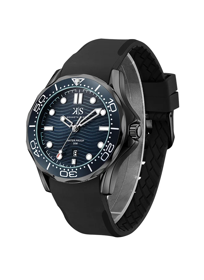 KENNETH SCOTT Kenneth Scott Men's Quartz Movement Watch, Analog Display and Silicon Strap - K22009-BSBN, Black