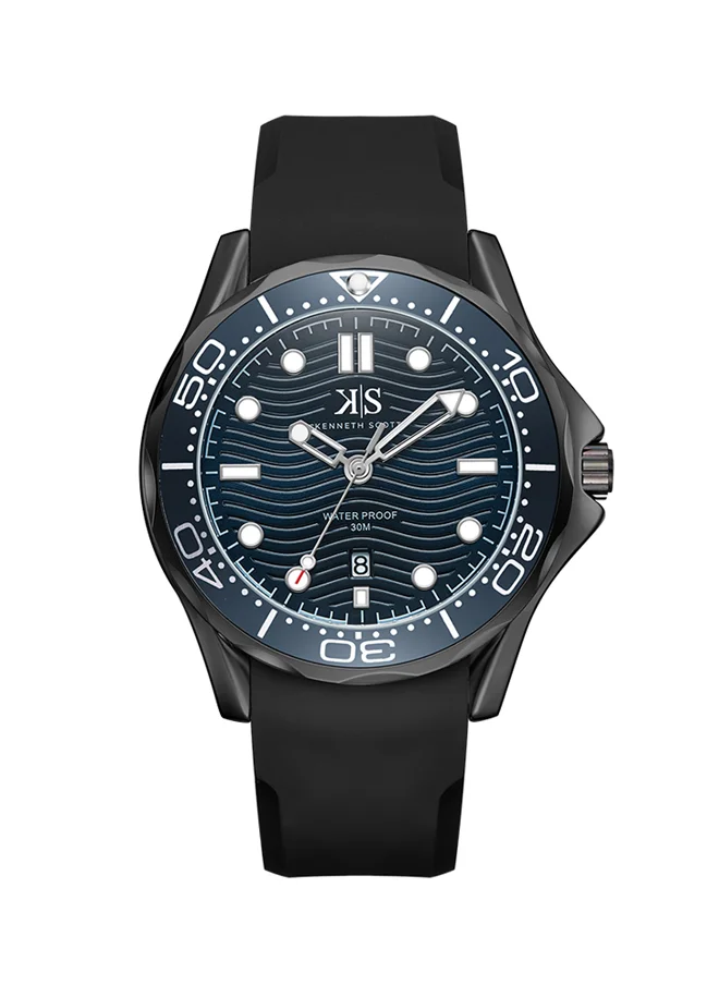 KENNETH SCOTT Kenneth Scott Men's Quartz Movement Watch, Analog Display and Silicon Strap - K22009-BSBN, Black