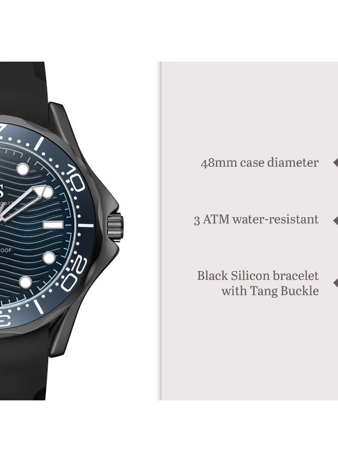 Kenneth Scott Dark Blue Men's Silicone Analog Watch K22009-BSBN - 48 mm for Men | Best Price UAE