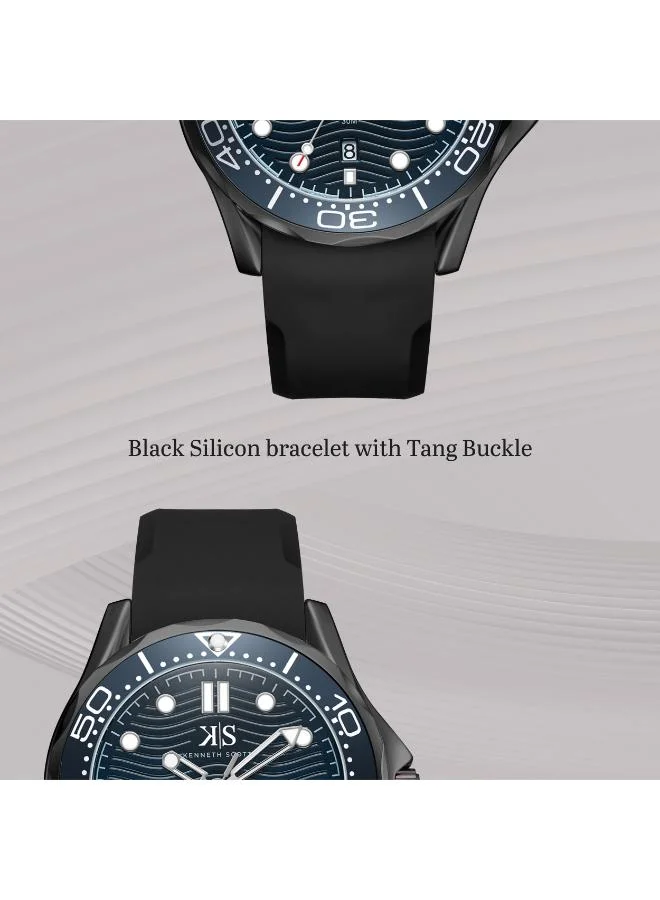 Kenneth Scott Dark Blue Men's Silicone Analog Watch K22009-BSBN - 48 mm for Men | Best Price UAE