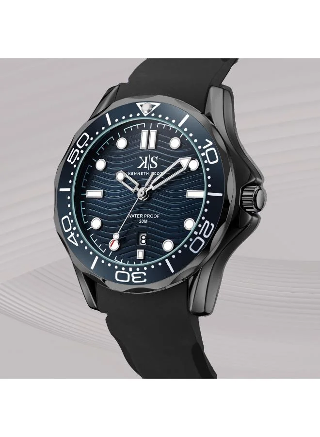 Kenneth Scott Dark Blue Men's Silicone Analog Watch K22009-BSBN - 48 mm for Men | Best Price UAE