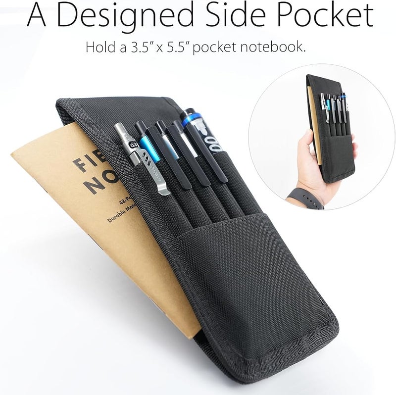 diodrio Pen Holder, Pencil Holder, Pen Sleeve Case for Hard Cover Journals, Notebooks, Books, Binders, Hold Multi Pens Pencils Rulers Durable Fabrics, Detachable, Elastic Band. Black. - Image 5