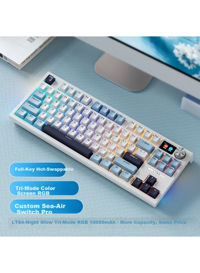 Langtu Lt84 Night Glow Three-mode 84-key Mechanical Keyboard Gaming Office Keyboard Hot-swappable Sea-air Pro Switches