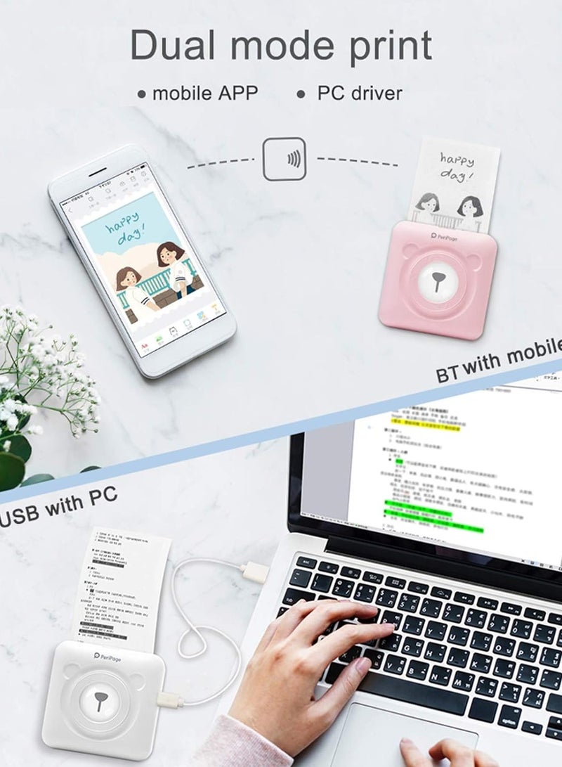 PeriPage Mini Pocket Wireless BT Thermal Printer Picture Photo Label Memo Receipt Paper Printer with USB Cable Support for Android iOS Smartphone Windows - Image 5