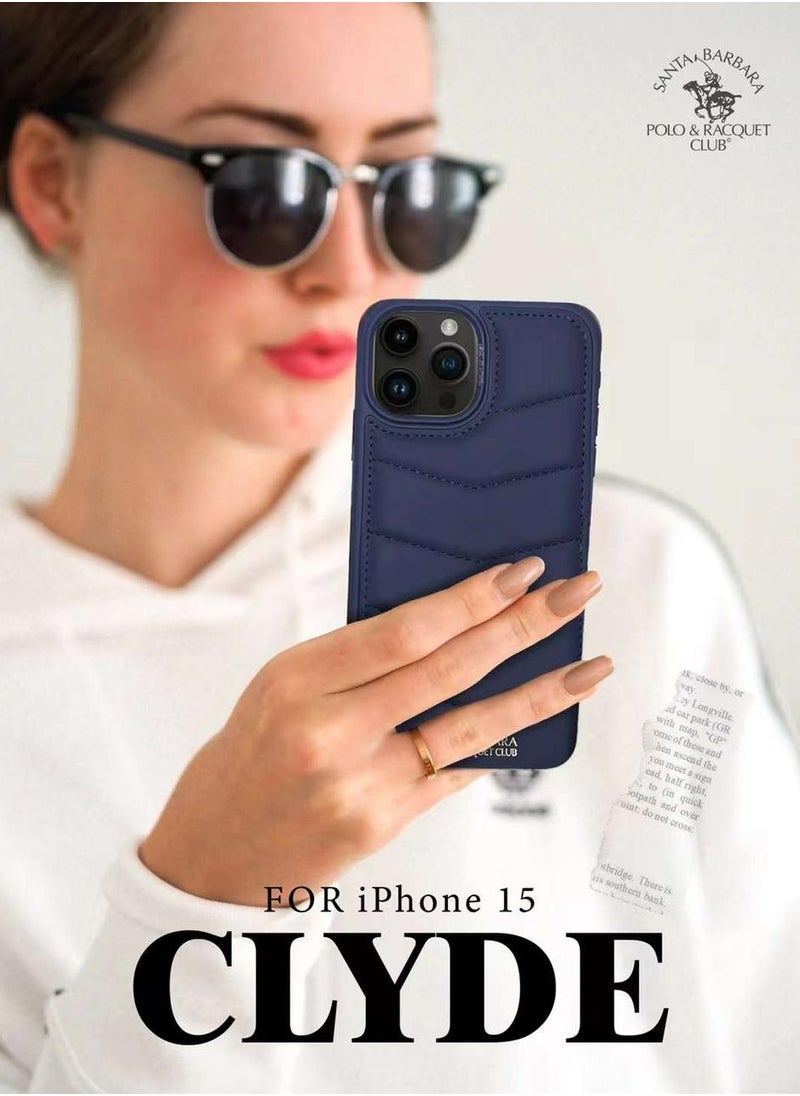 SANTA BARBARA POLO & RACQUET CLUB Clyde Series Protective Soft Stand Phone Case Cover Fabric Stitching vertical Flip Phone Case With Credit Card Holder Slot Compatible with iPhone 15 Pro - Dark Purple  - Image 3