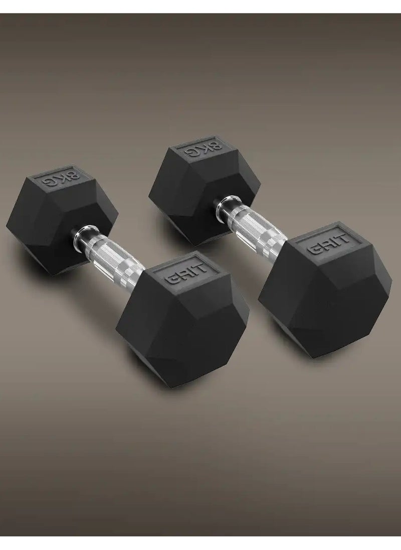 GRIT GRIT Hex Dumbbells - 8 kg Pair  - Image 1