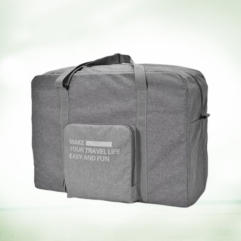 2pcs Portable Canvas Travel Duffel Bag Luggage Tote Foldable Trolley Pouch for Weekender Overnight Business (Grey) - Image 5