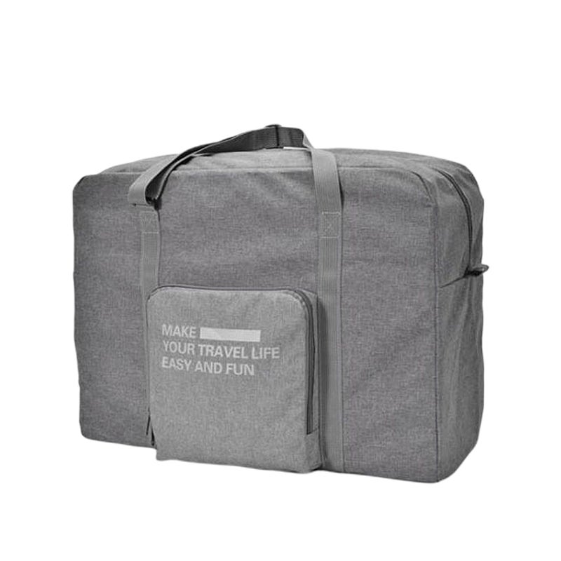 2pcs Portable Canvas Travel Duffel Bag Luggage Tote Foldable Trolley Pouch for Weekender Overnight Business (Grey) - Image 2