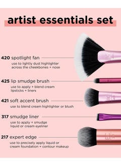 Exotic 5-Piece Artist Essential Makeup Brush Set Pink/Brown/Black  - Image 5
