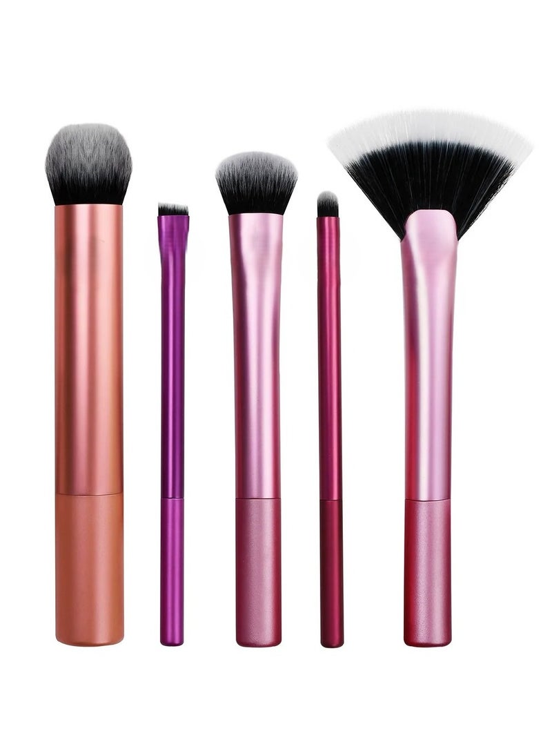 Exotic 5-Piece Artist Essential Makeup Brush Set Pink/Brown/Black - Image 1